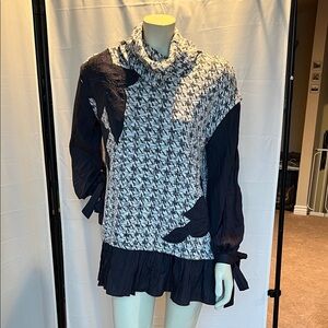 RYU Embossed and Ruffled Cowl Neck Tunic